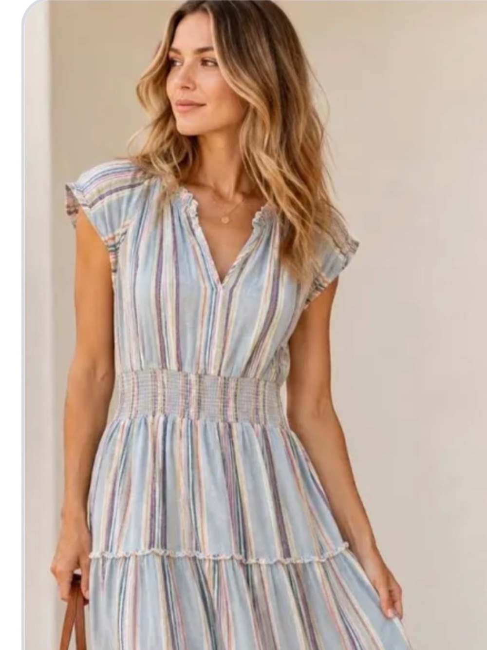 Rails tiered striped midi dress